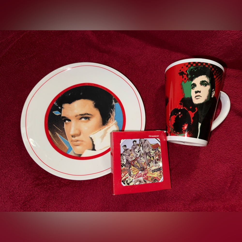 Elvis Presley Mug, Plate & Ornament Set- New